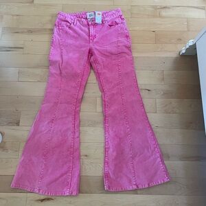 Pink Flared Corduroy Pants